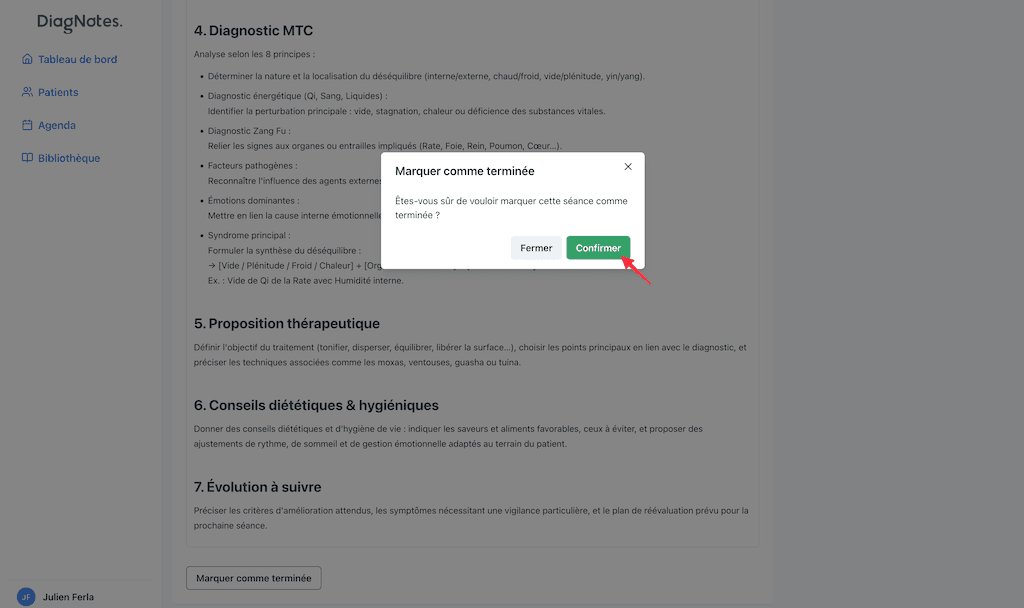 Génération du résumé et du profil patient Importer des notes – étape 3